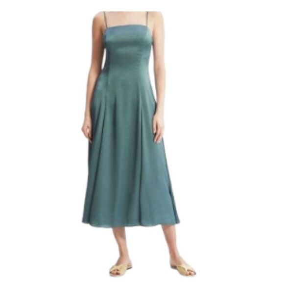 Theory Crush Satin Midi Dress Seafoam 2 NWT - Picture 3 of 3